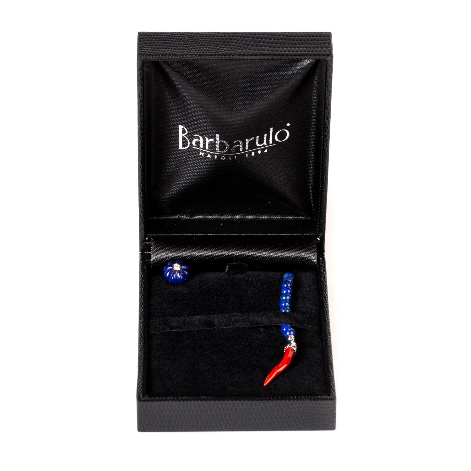 Knopflochkette "Lapislazuli Flower Diamond" aus Lapislazuli und Sterling Silber - Handarbeit